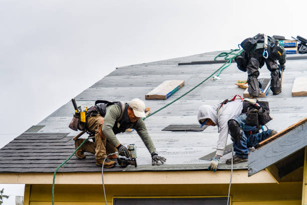 Professional Gutter Installation technician working in Montezuma, IN